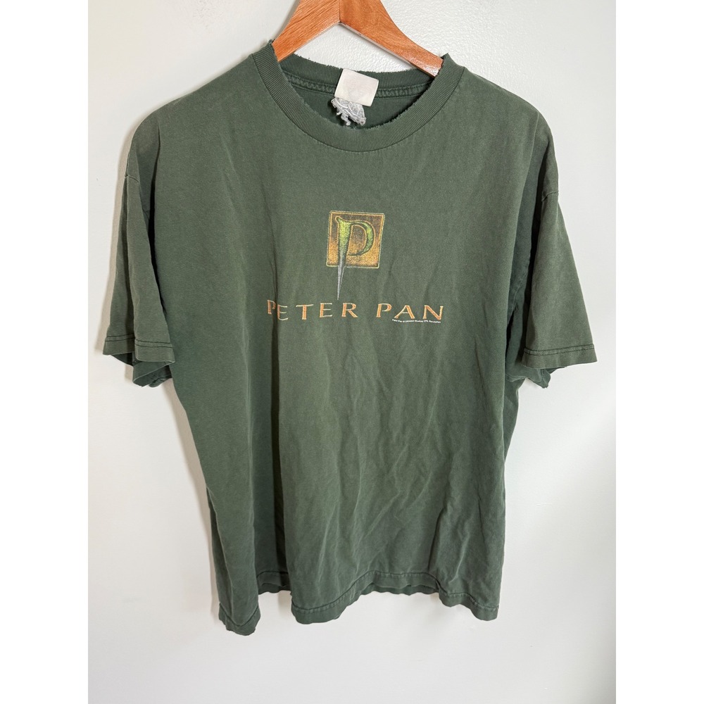 Vintage 2003 Peter Pan Movie Promo T-Shirt Green AAA Alstyle Distressed Large